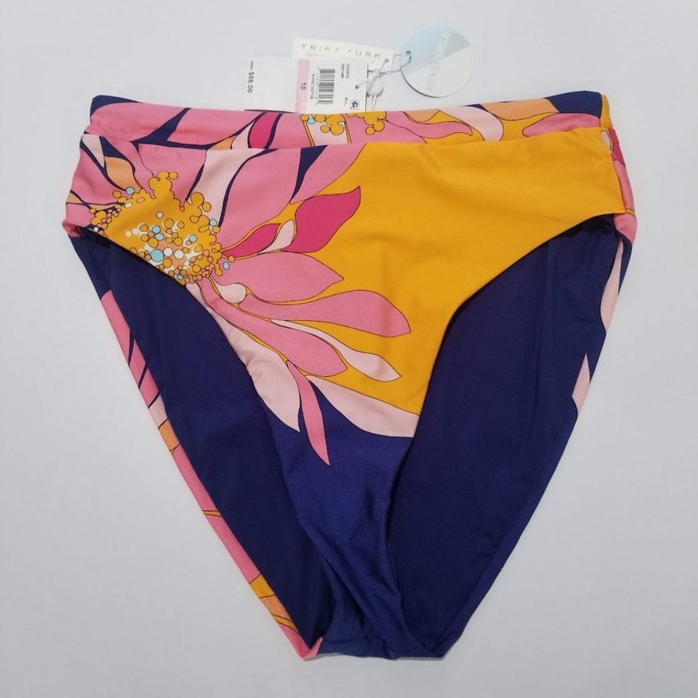 Trina Turk Breeze Printed High-Waist Bikini Bottoms Size 10 - Picture 2 of 7